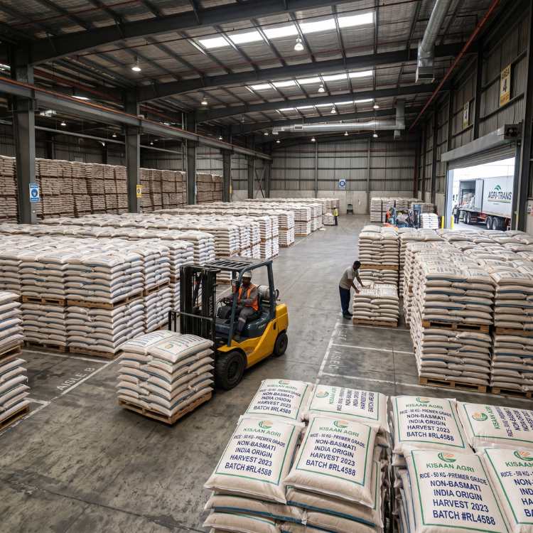 Agricultural commodity storage with rice bags